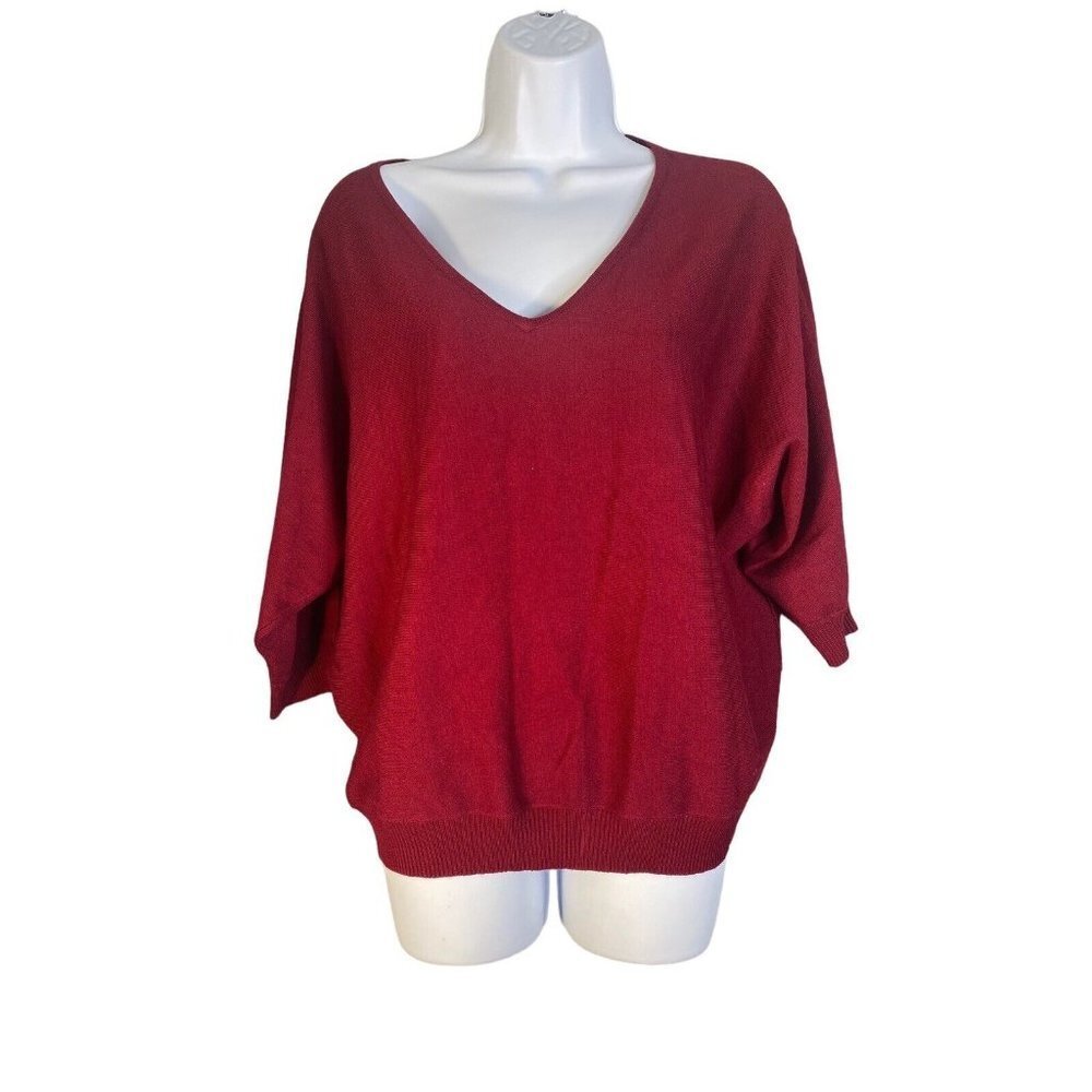 Philosophy Woemens 3/4 Sleeve V-neck Red Shirt Size Medium
